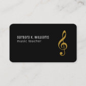音楽先生ブラックビジネスカードと音楽ノート 名刺 (正面)