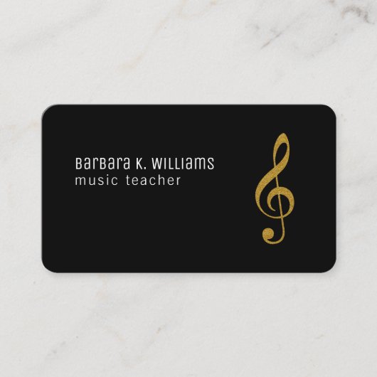 音楽先生ブラックビジネスカードと音楽ノート 名刺 (正面)