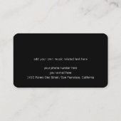 音楽先生ブラックビジネスカードと音楽ノート 名刺 (裏面)