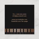 音楽先生ブラック&金ゴールドピアノ鍵ミュージカル スクエア名刺 (裏面)