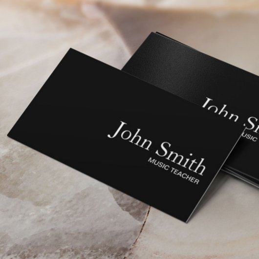 音楽先生プレーンブラックQRコードミニマリスト 名刺