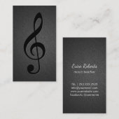 音楽先生ミュージカルクレフ、 音符記号シンボルエレガントブラック 名刺 (正面/裏面)