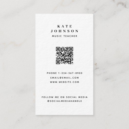 音楽先生ミュージシャンフォトソーシャルメディアQRコード 名刺 (裏面)