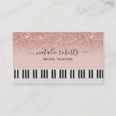 音楽先生モダンバラ金ゴールドグリッターピアノ鍵 名刺 (正面)