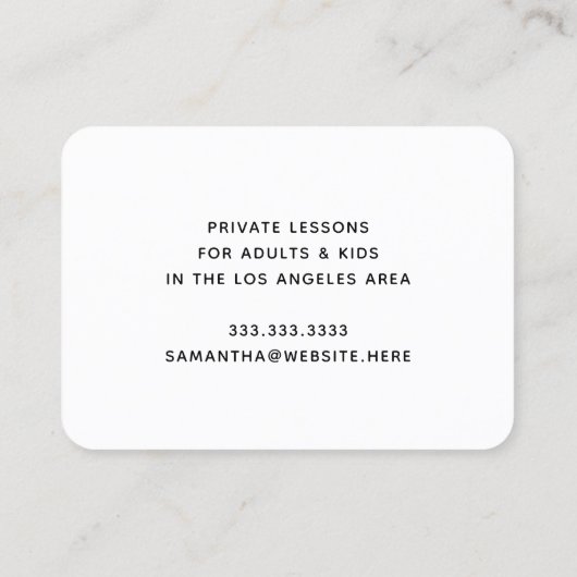 音楽先生モダンブラックフローラトレブルクレフ、 音符記号 名刺 (裏面)