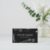 音楽先生モダンラインアートミニマル白黒 名刺 (スタンド正面)
