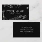 音楽先生モダンラインアートミニマル白黒 名刺 (正面/裏面)