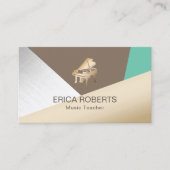 音楽先生モダン金ゴールドピアノトレンディーミュージカル 名刺 (正面)