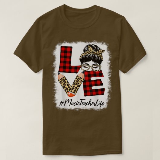 音楽先生ラブメッシーバンヒョウ水牛バック Tシャツ (デザイン正面)