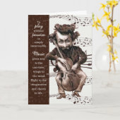 音楽先生リタイアおもしろいヴィンテージチェリスト カード (黄色い花)