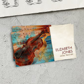 音楽先生ヴァイオリンアートコラージュ – 混合メディア 名刺