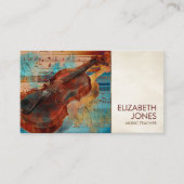 音楽先生ヴァイオリンアートコラージュ – 混合メディア 名刺 (正面)