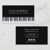 音楽先生作曲家ピアノ鍵ソーシャルアイコン 名刺 (正面/裏面)