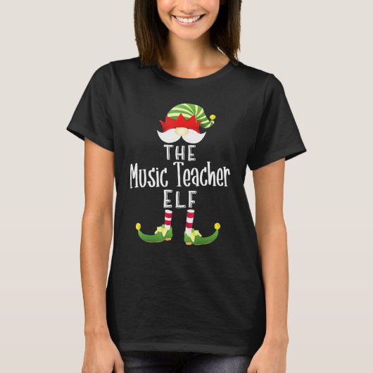 音楽先生小妖精や小人グループクリスマスパジャマパーティー Tシャツ (正面)