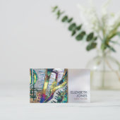 音楽先生抽象芸術アートコラージュ 名刺 (スタンド正面)