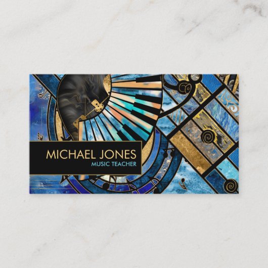 音楽先生抽象芸術アートコラージュ 名刺 (正面)