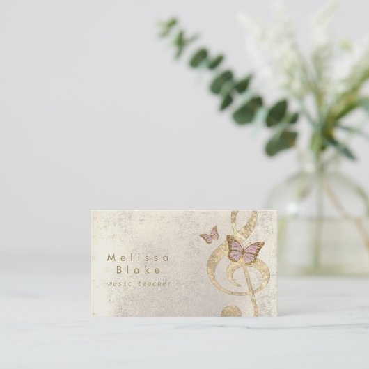 音楽先生蝶デザイン 名刺 (スタンド正面)