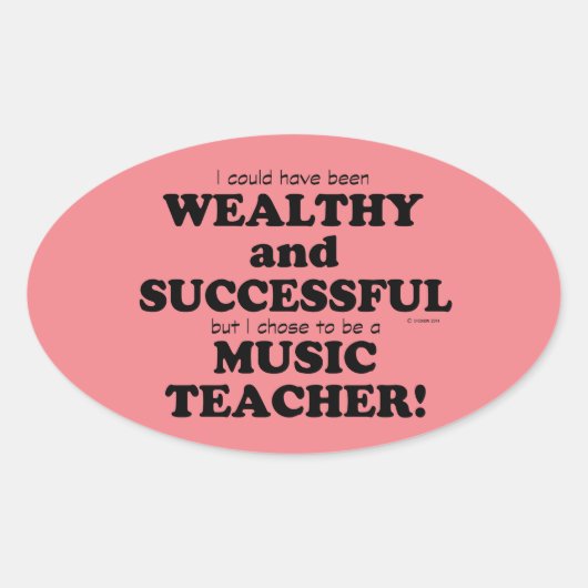 音楽先生裕福で成功したオーバルステッカー 楕円形シール (正面)