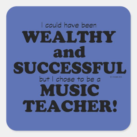 音楽先生裕福で成功したスクエアステッカー スクエアシール (正面)