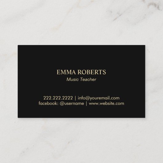 音楽先生金ゴールドクレフ、 音符記号ロゴラグジュアリーキルト 名刺 (裏面)