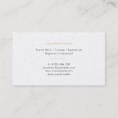 音楽先生金ゴールドトレブルクレフ、 音符記号モダンホワイト 名刺 (裏面)