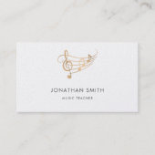 音楽先生金ゴールドトレブルクレフ、 音符記号モダンホワイト 名刺 (正面)