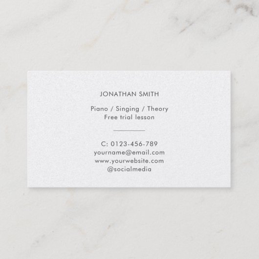 音楽先生金ゴールドトレブルクレフ、 音符記号 モダン 名刺 (裏面)