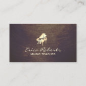 音楽先生金ゴールドピアノアイコンヴィンテージミュージカル 名刺 (正面)