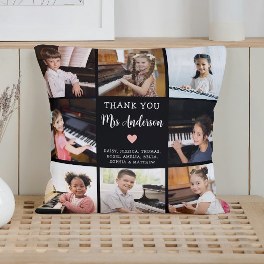 音楽先生鑑賞フォトコラージュブラック クッション