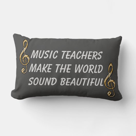 音楽先生鑑賞金ゴールドクレフ、 音符記号教室 ランバークッション (正面)