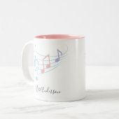 音楽先生鑑賞Trebleクレフ、 音符記号音楽ノート ツートーンマグカップ (正面左)