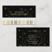 音楽先生 |ゴールデンブラックフローラピアノ 名刺 (正面/裏面)
