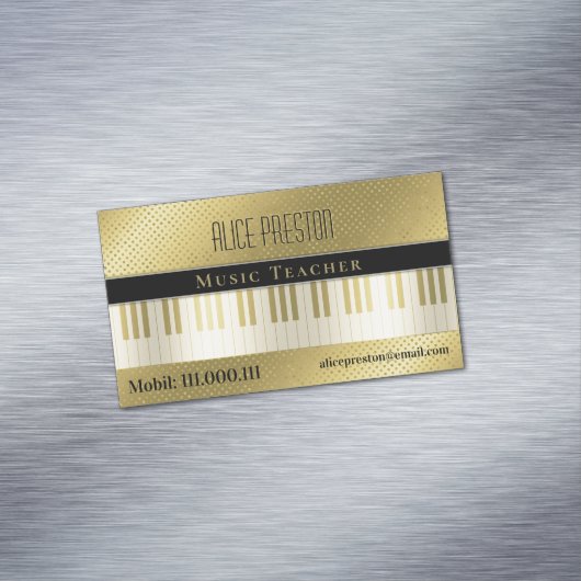 音楽先生 |ゴールデンユニーク水玉模様 マグネット名刺 (インサイチュ)