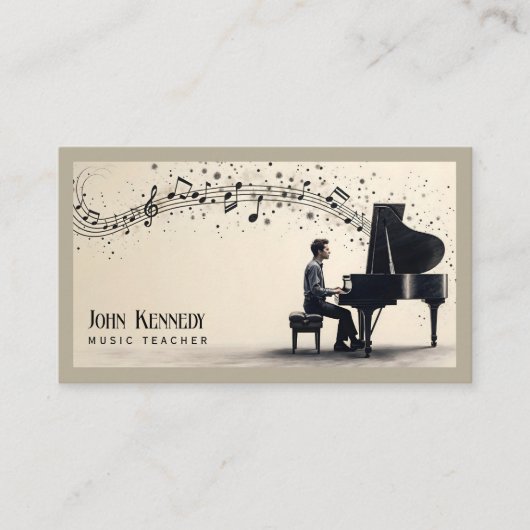音楽先生 |ピアノの鍵 名刺 (正面)