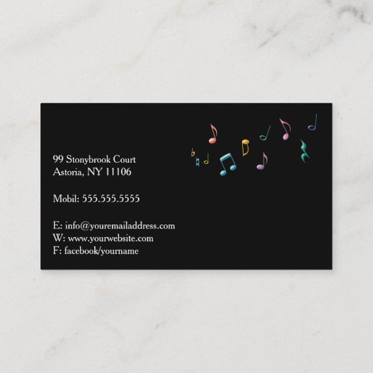 音楽先生 |ピアノカラフル鍵名刺 名刺 (裏面)