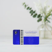 音楽先生 |ピアノ鍵ブルー 名刺 (スタンド正面)