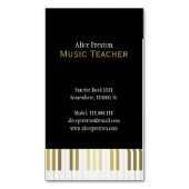 音楽先生 |ブラックエレガントゴールデンピアノ マグネット名刺 (正面縦)