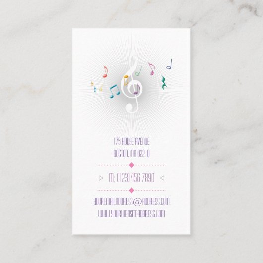 音楽先生 |名刺の色 名刺 (裏面)