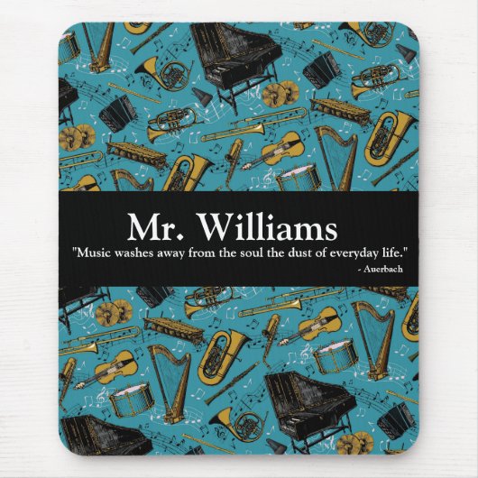 音楽先生、新学期、楽器 マウスパッド (正面)