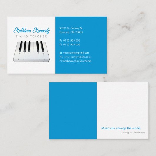 音楽先生 |白黒ピアノ鍵 名刺 (正面/裏面)