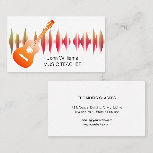 音楽先生DJギターミュージシャンピンクエレガント 名刺 (正面/裏面)