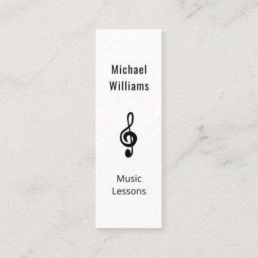 音楽先生QRコードシンプルクレフ、 音符記号 スキニー名刺 (正面)