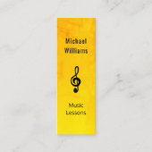 音楽先生QRコードシンプル金ゴールドトレブルクレフ、 音符記号 スキニー名刺 (正面)