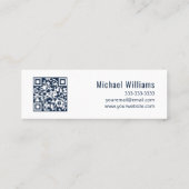 音楽先生QRコードトレブルクレフ、 音符記号ブルー スキニー名刺 (裏面)