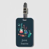 音楽名楽器の大文字と小文字のかわいい音楽 ラゲッジタグ (正面縦)