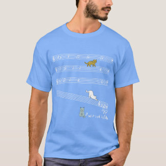 音楽大好き猫が音楽家の男の子と演奏 Tシャツ