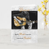音楽大学院おめでとうギタリスト カード (黄色い花)