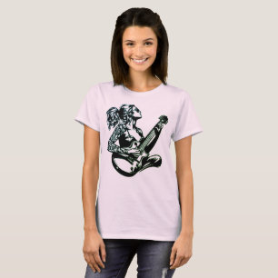 音楽女性tシャツジャズギタープレーヤー真鍮 tシャツ