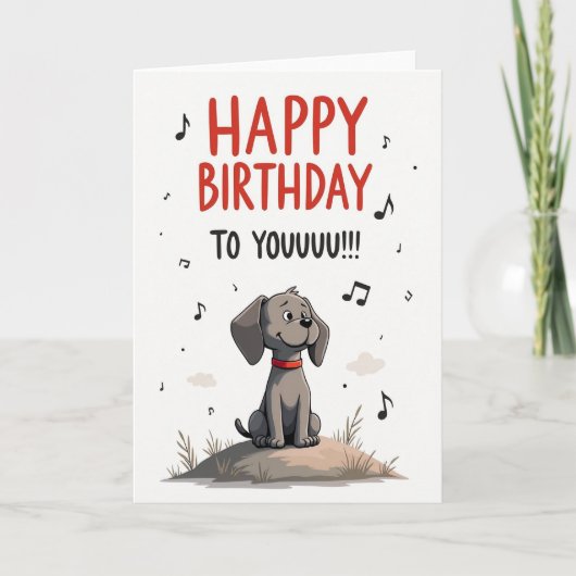 音楽好きな犬の誕生日カード カード (正面)