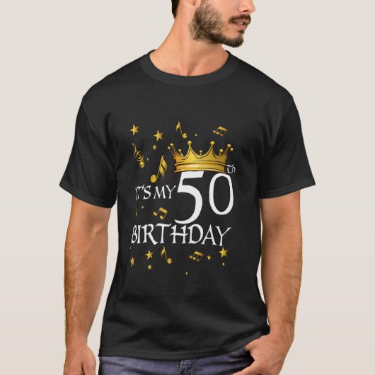 音楽好きな私の50歳の誕生日をお祝いするクラウンパーティー Tシャツ (正面)
